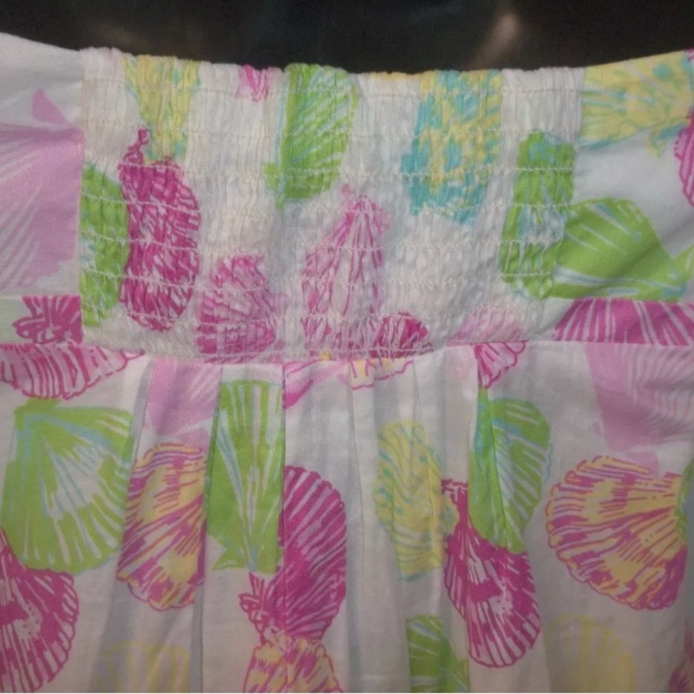 LILLY PULITZER Seashell Print Smocked Cotton Strapless Lining Dress Size 0- XS - Picture 6 of 7